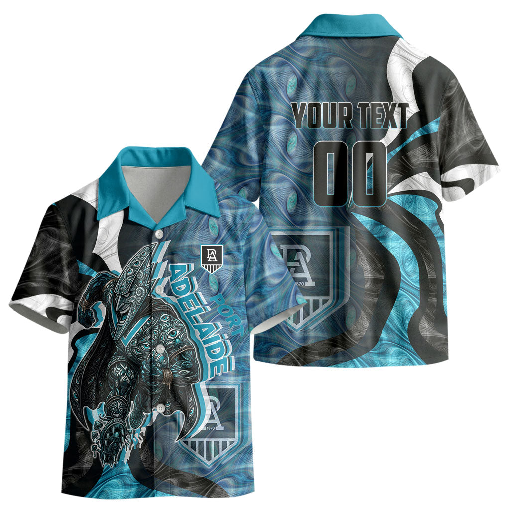 Personalised Port Adelaide Kid Hawaiian Shirt Trippy Psychedelic Abstract Art Mascot Football Fans