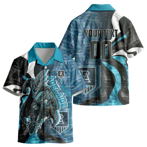 Personalised Port Adelaide Kid Hawaiian Shirt Trippy Psychedelic Abstract Art Mascot Football Fans