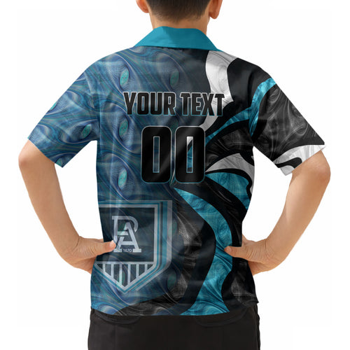 Personalised Port Adelaide Kid Hawaiian Shirt Trippy Psychedelic Abstract Art Mascot Football Fans
