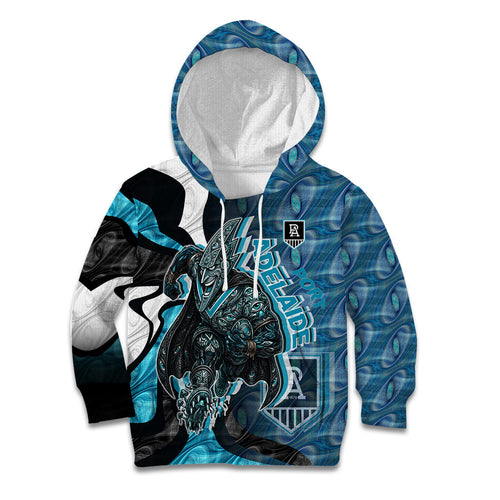 Personalised Port Adelaide Kid Hoodie Trippy Psychedelic Abstract Art Mascot Football Fans