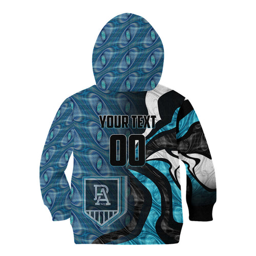 Personalised Port Adelaide Kid Hoodie Trippy Psychedelic Abstract Art Mascot Football Fans