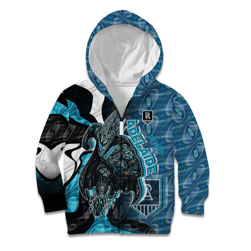 Personalised Port Adelaide Kid Hoodie Trippy Psychedelic Abstract Art Mascot Football Fans