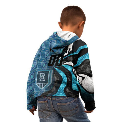 Personalised Port Adelaide Kid Hoodie Trippy Psychedelic Abstract Art Mascot Football Fans
