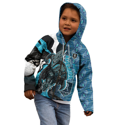 Personalised Port Adelaide Kid Hoodie Trippy Psychedelic Abstract Art Mascot Football Fans