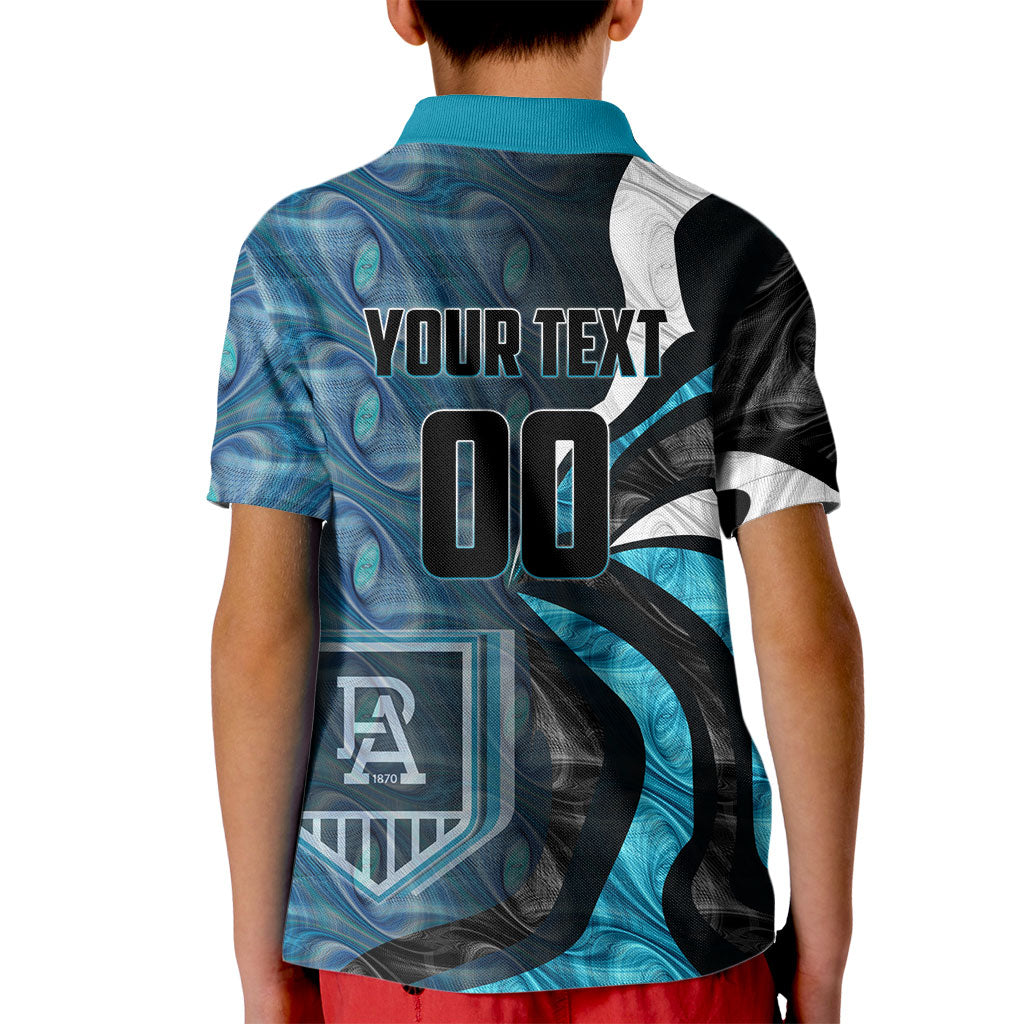 Personalised Port Adelaide Kid Polo Shirt Trippy Psychedelic Abstract Art Mascot Football Fans