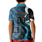 Personalised Port Adelaide Kid Polo Shirt Trippy Psychedelic Abstract Art Mascot Football Fans