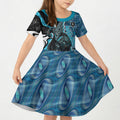Personalised Port Adelaide Kid Short Sleeve Dress Trippy Psychedelic Abstract Art Mascot Football Fans