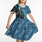 Personalised Port Adelaide Kid Short Sleeve Dress Trippy Psychedelic Abstract Art Mascot Football Fans