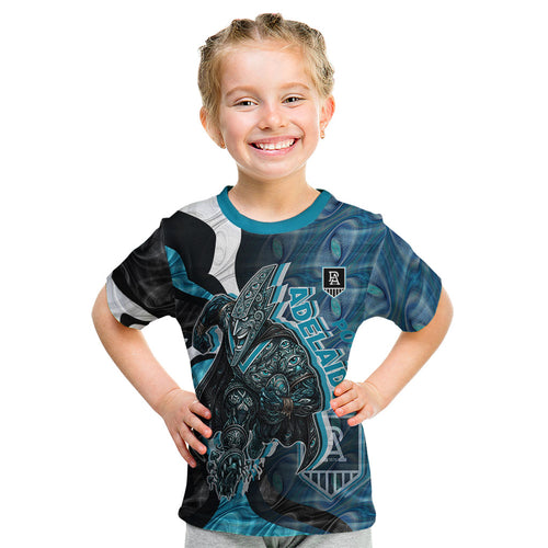 Personalised Port Adelaide Kid T Shirt Trippy Psychedelic Abstract Art Mascot Football Fans