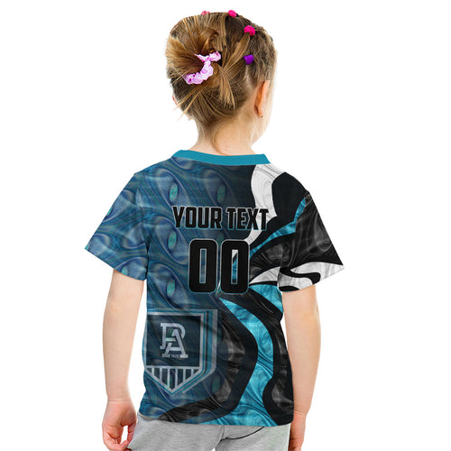Personalised Port Adelaide Kid T Shirt Trippy Psychedelic Abstract Art Mascot Football Fans