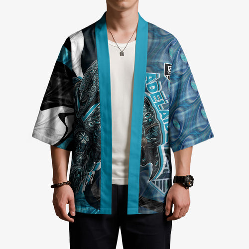 Personalised Port Adelaide Kimono Trippy Psychedelic Abstract Art Mascot Football Fans