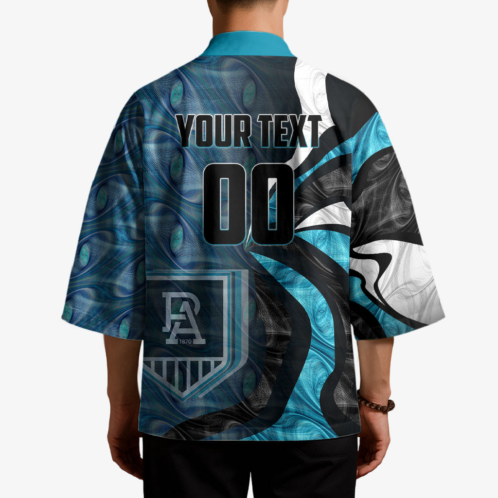 Personalised Port Adelaide Kimono Trippy Psychedelic Abstract Art Mascot Football Fans