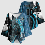 Personalised Port Adelaide Kimono Sleeve Blouse Trippy Psychedelic Abstract Art Mascot Football Fans