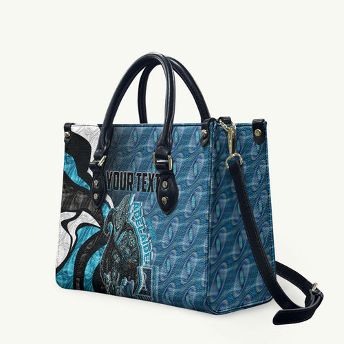 Personalised Port Adelaide Leather Bag Trippy Psychedelic Abstract Art Mascot Football Fans