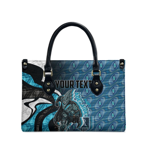 Personalised Port Adelaide Leather Bag Trippy Psychedelic Abstract Art Mascot Football Fans