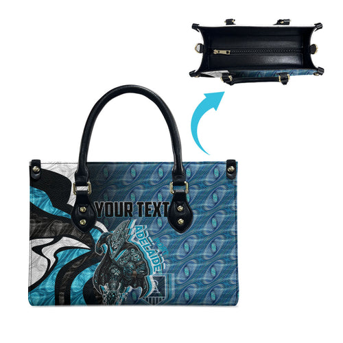 Personalised Port Adelaide Leather Bag Trippy Psychedelic Abstract Art Mascot Football Fans