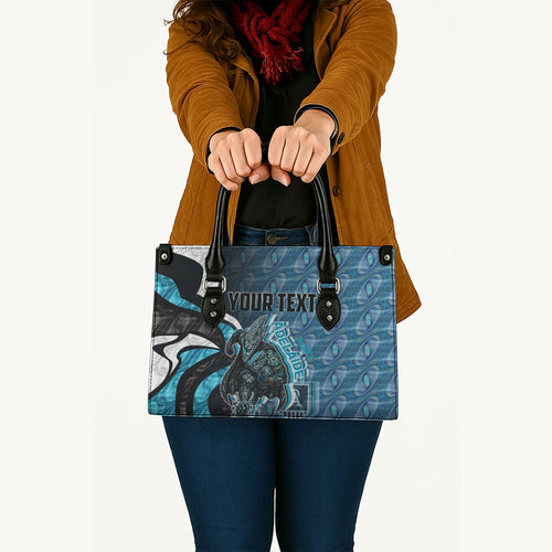 Personalised Port Adelaide Leather Bag Trippy Psychedelic Abstract Art Mascot Football Fans