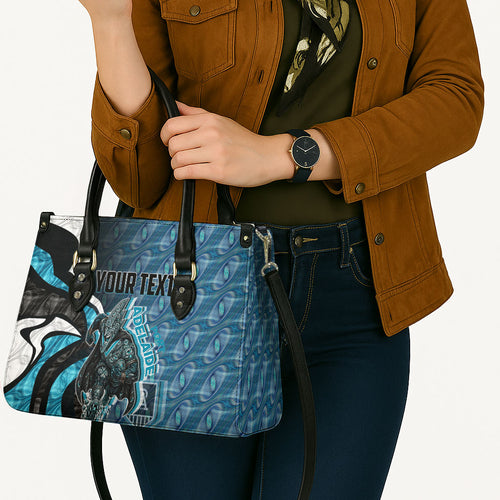 Personalised Port Adelaide Leather Bag Trippy Psychedelic Abstract Art Mascot Football Fans