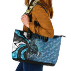Personalised Port Adelaide Leather Tote Bag Trippy Psychedelic Abstract Art Mascot Football Fans