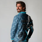 Personalised Port Adelaide Long Sleeve Polo Shirt Trippy Psychedelic Abstract Art Mascot Football Fans