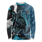 Personalised Port Adelaide Long Sleeve Shirt Trippy Psychedelic Abstract Art Mascot Football Fans