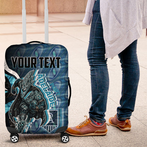 Personalised Port Adelaide Luggage Cover Trippy Psychedelic Abstract Art Mascot Football Fans