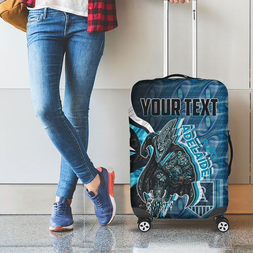 Personalised Port Adelaide Luggage Cover Trippy Psychedelic Abstract Art Mascot Football Fans