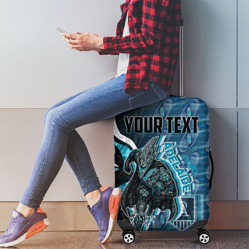 Personalised Port Adelaide Luggage Cover Trippy Psychedelic Abstract Art Mascot Football Fans