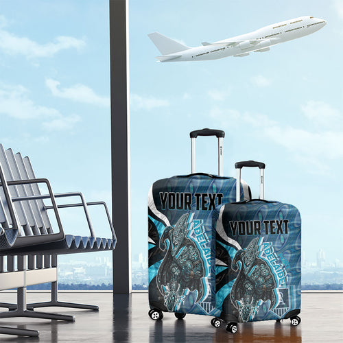 Personalised Port Adelaide Luggage Cover Trippy Psychedelic Abstract Art Mascot Football Fans