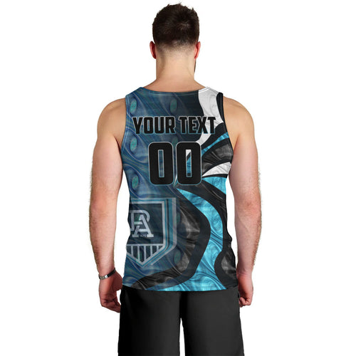 Personalised Port Adelaide Men Tank Top Trippy Psychedelic Abstract Art Mascot Football Fans