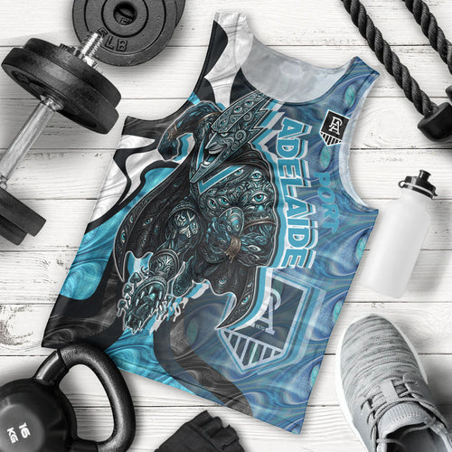 Personalised Port Adelaide Men Tank Top Trippy Psychedelic Abstract Art Mascot Football Fans