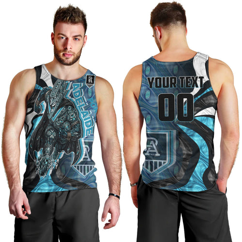 Personalised Port Adelaide Men Tank Top Trippy Psychedelic Abstract Art Mascot Football Fans