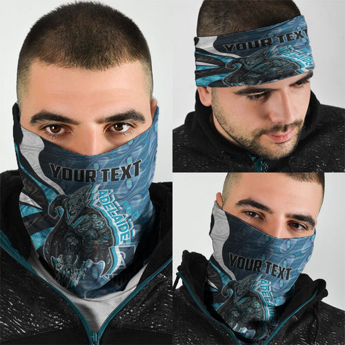 Personalised Port Adelaide Neck Gaiter Trippy Psychedelic Abstract Art Mascot Football Fans