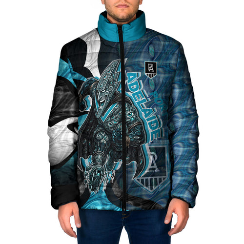 Personalised Port Adelaide Padded Jacket Trippy Psychedelic Abstract Art Mascot Football Fans