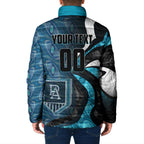 Personalised Port Adelaide Padded Jacket Trippy Psychedelic Abstract Art Mascot Football Fans