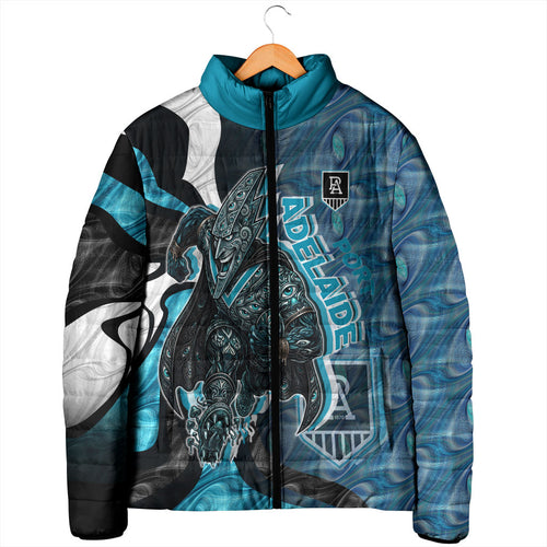 Personalised Port Adelaide Padded Jacket Trippy Psychedelic Abstract Art Mascot Football Fans