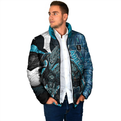 Personalised Port Adelaide Padded Jacket Trippy Psychedelic Abstract Art Mascot Football Fans