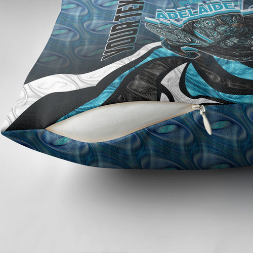 Personalised Port Adelaide Pillow Cover Trippy Psychedelic Abstract Art Mascot Football Fans
