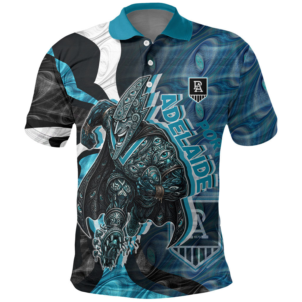 Personalised Port Adelaide Polo Shirt Trippy Psychedelic Abstract Art Mascot Football Fans