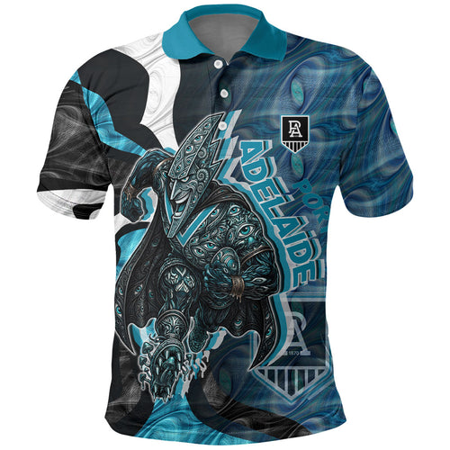 Personalised Port Adelaide Polo Shirt Trippy Psychedelic Abstract Art Mascot Football Fans
