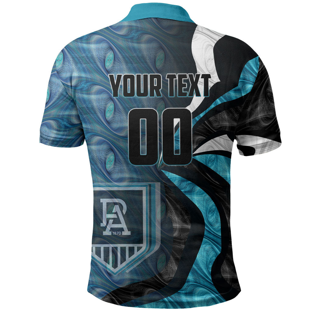 Personalised Port Adelaide Polo Shirt Trippy Psychedelic Abstract Art Mascot Football Fans
