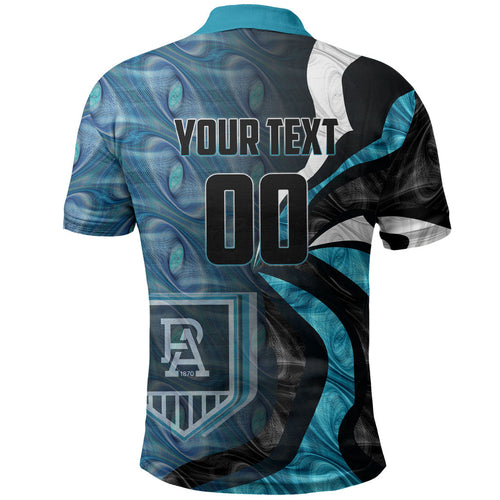 Personalised Port Adelaide Polo Shirt Trippy Psychedelic Abstract Art Mascot Football Fans