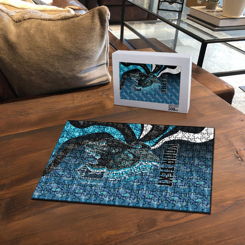 Personalised Port Adelaide Puzzle Trippy Psychedelic Abstract Art Mascot Football Fans