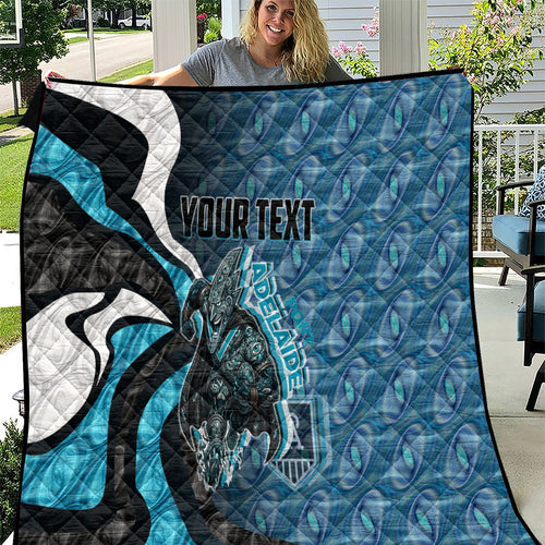 Personalised Port Adelaide Quilt Trippy Psychedelic Abstract Art Mascot Football Fans