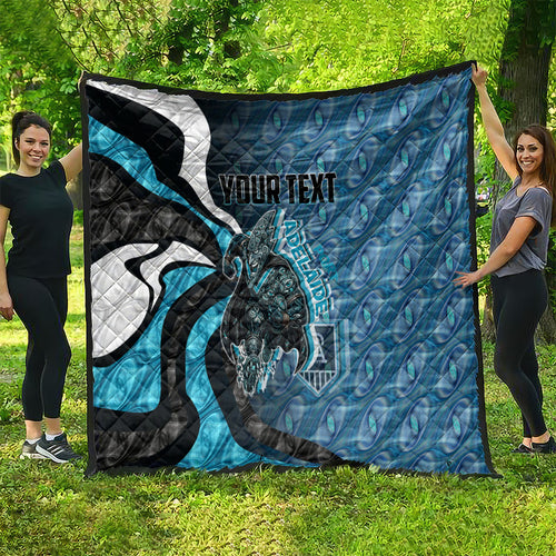 Personalised Port Adelaide Quilt Trippy Psychedelic Abstract Art Mascot Football Fans