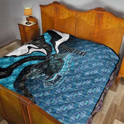 Personalised Port Adelaide Quilt Trippy Psychedelic Abstract Art Mascot Football Fans