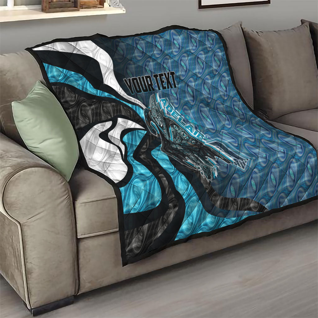 Personalised Port Adelaide Quilt Trippy Psychedelic Abstract Art Mascot Football Fans