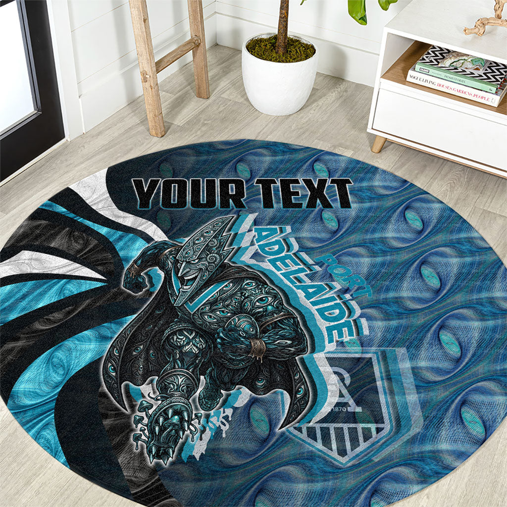 Personalised Port Adelaide Round Carpet Trippy Psychedelic Abstract Art Mascot Football Fans