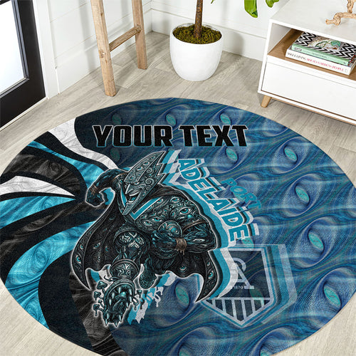 Personalised Port Adelaide Round Carpet Trippy Psychedelic Abstract Art Mascot Football Fans