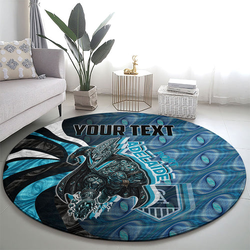 Personalised Port Adelaide Round Carpet Trippy Psychedelic Abstract Art Mascot Football Fans